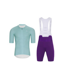 HOLOKOLO Kurzarm Radtrikot und Shorts - ELEVATE - Lila/Hellblau